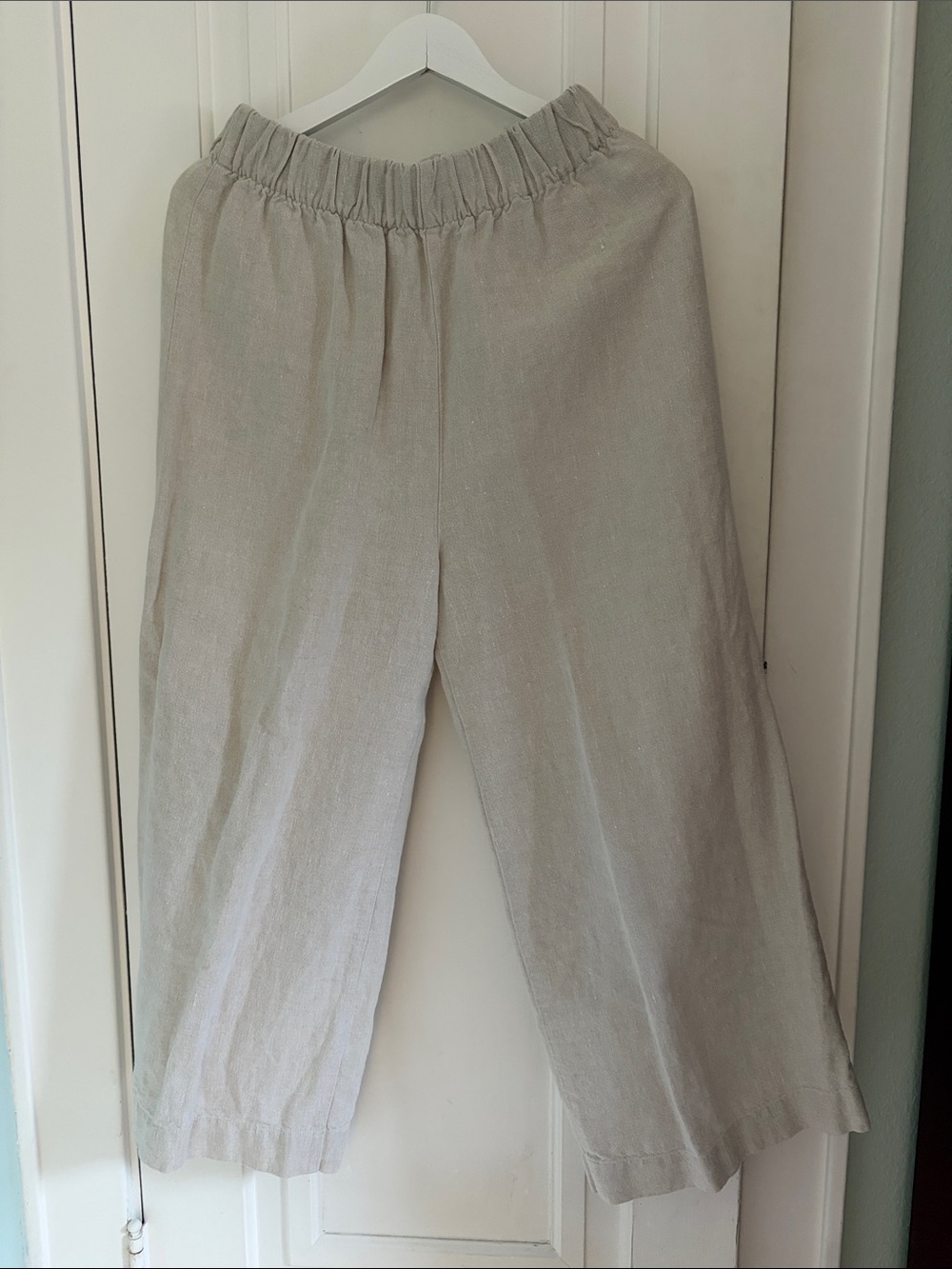 Only Child • Beige Wide Leg Linen Pants (Size M)